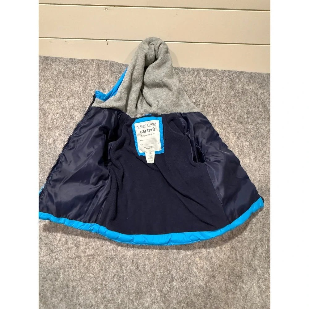 Carters Boys Girls Blue‎ Puffer Jacket Hooded Winter Snow Warm Size 18 Months